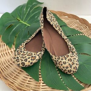 Faded Glory Essentials Women's Leopard Print Fabric Ballet Flats Size 8
